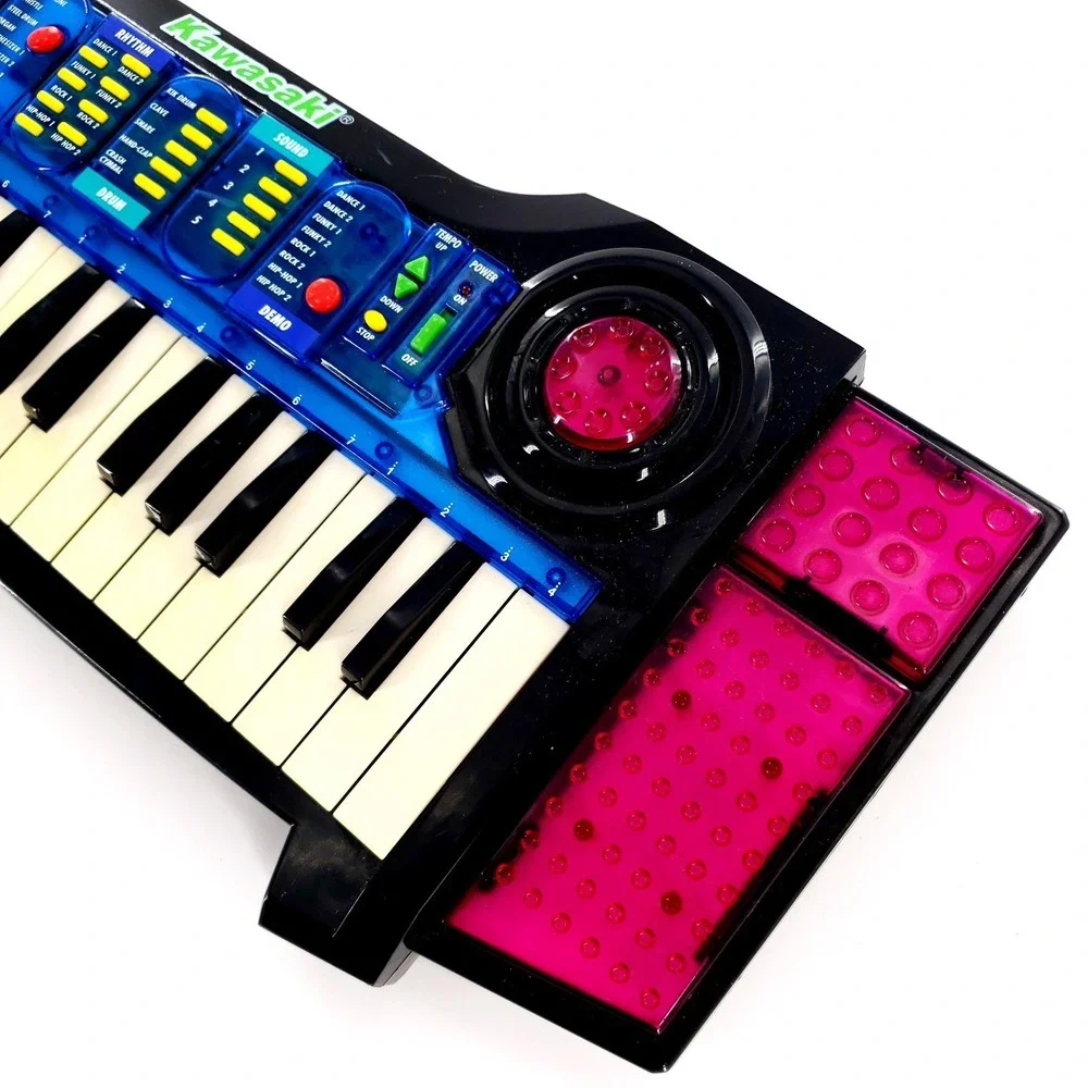 Vintage Kawasaki 37-Key Electronic Musical Keyboard Pink Blue Tested Works